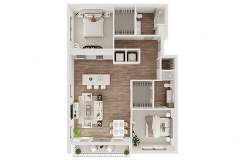 Floor plan for 2 beds, 2 baths, 1194 sqft